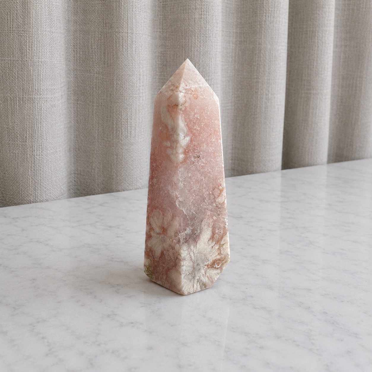 110 Pink Flower Agate Obelisk