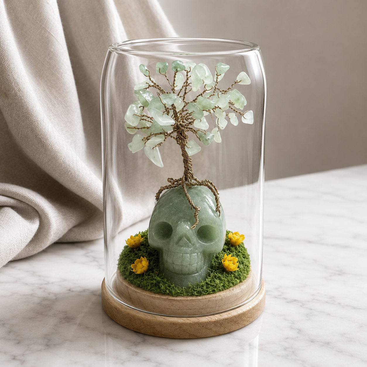 140: Green Aventurine Bonsai In Display Case