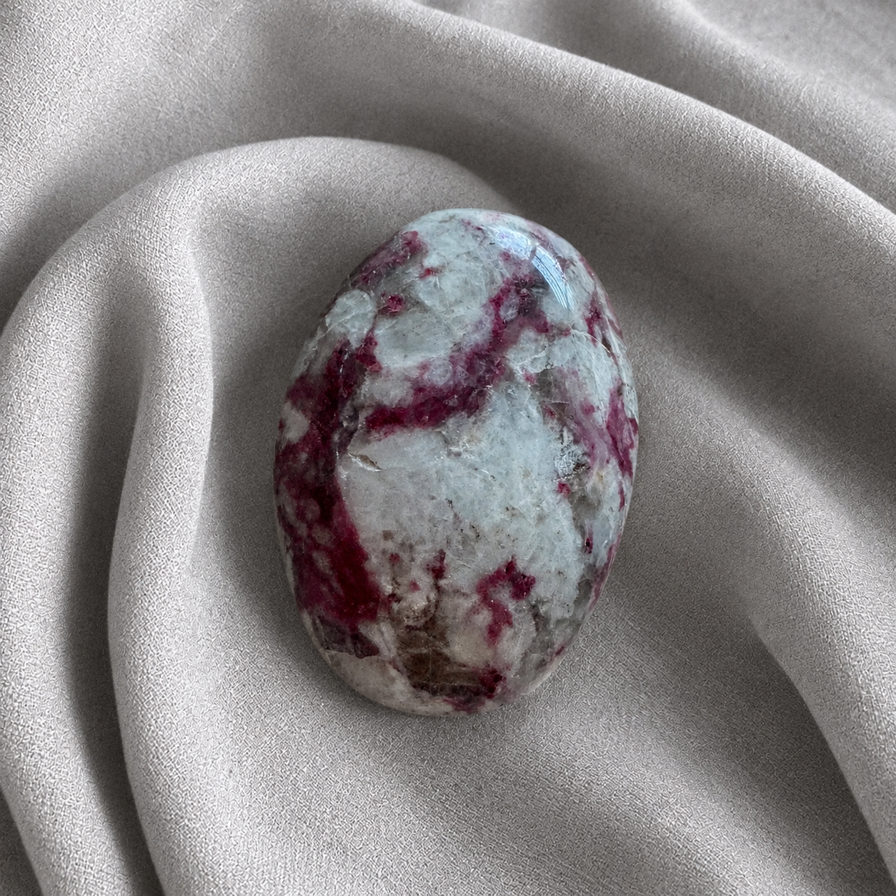 155: Pink Tourmaline & Smoky Quartz Palm Stone