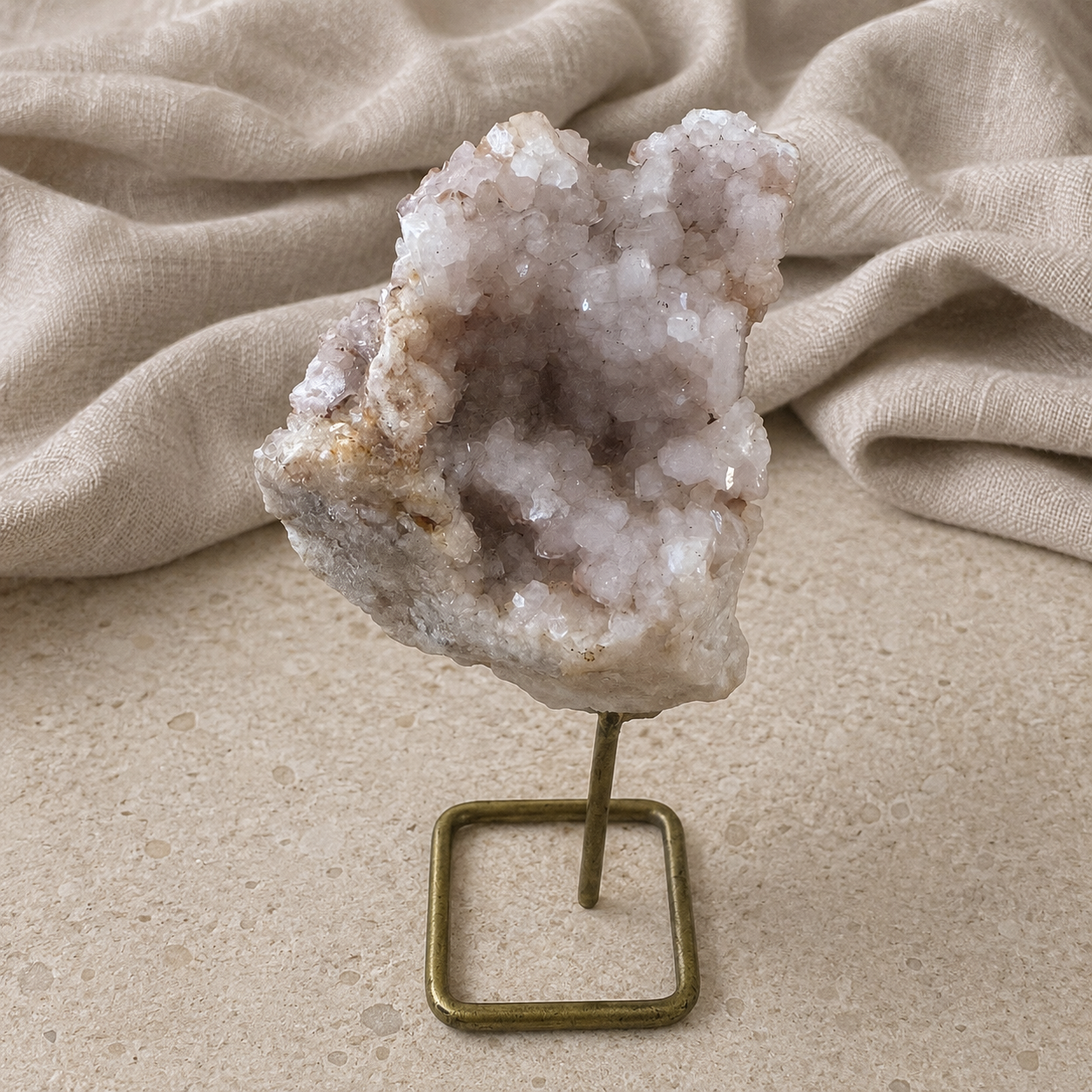 353: Pink Amethyst On Gold Stand