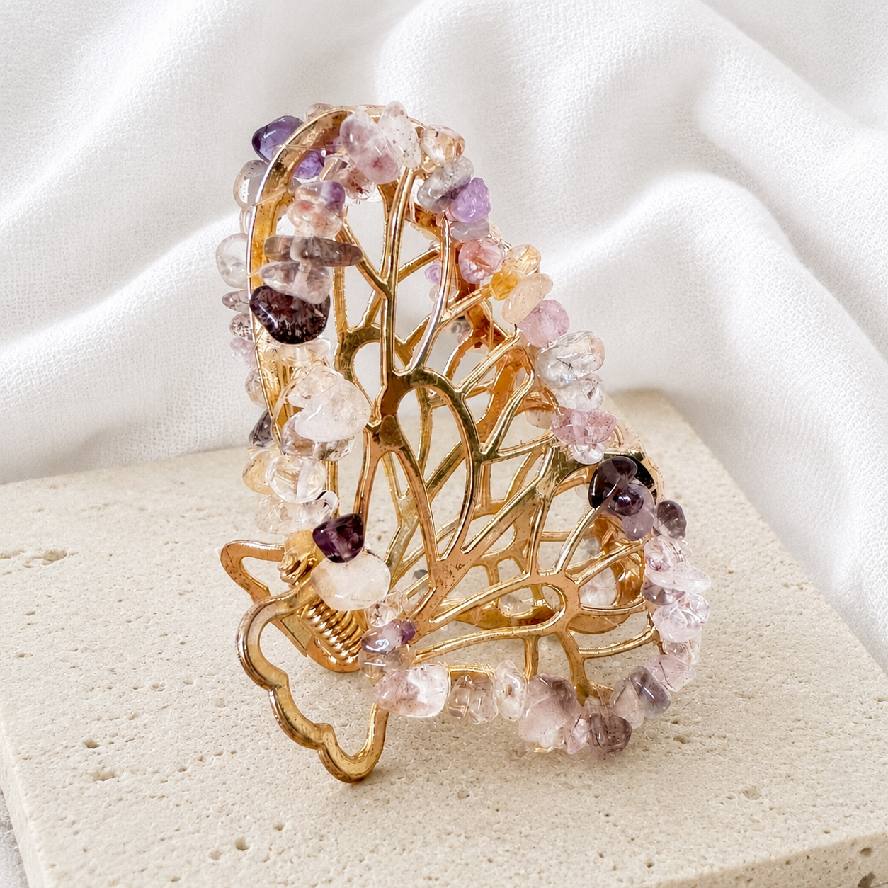 Amethyst Butterfly Hair Clip