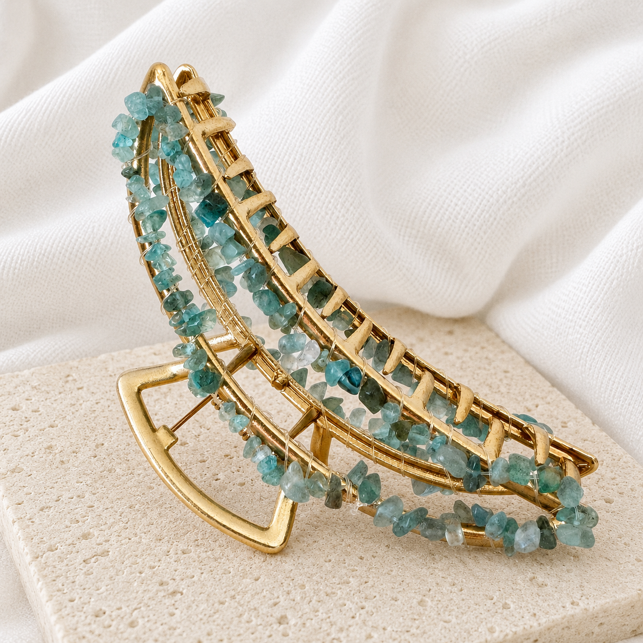 Blue Apatite Banana Hair Clip
