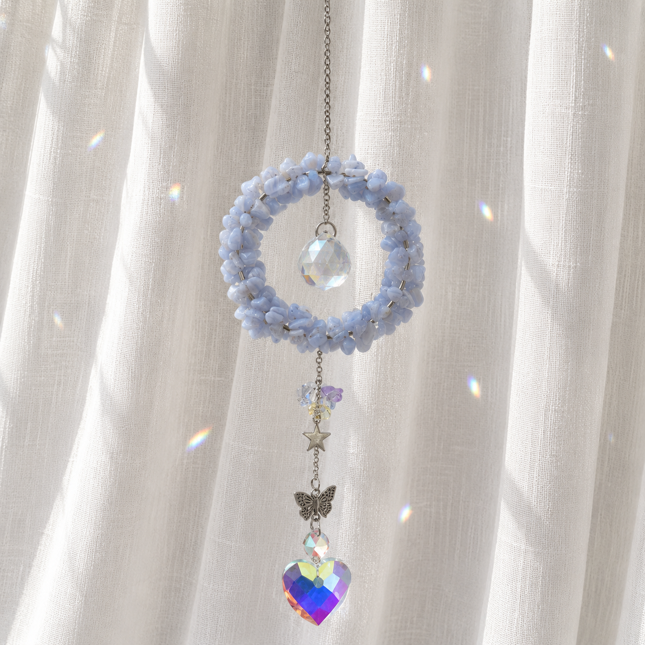Blue Lace Agate Wreath Suncatcher