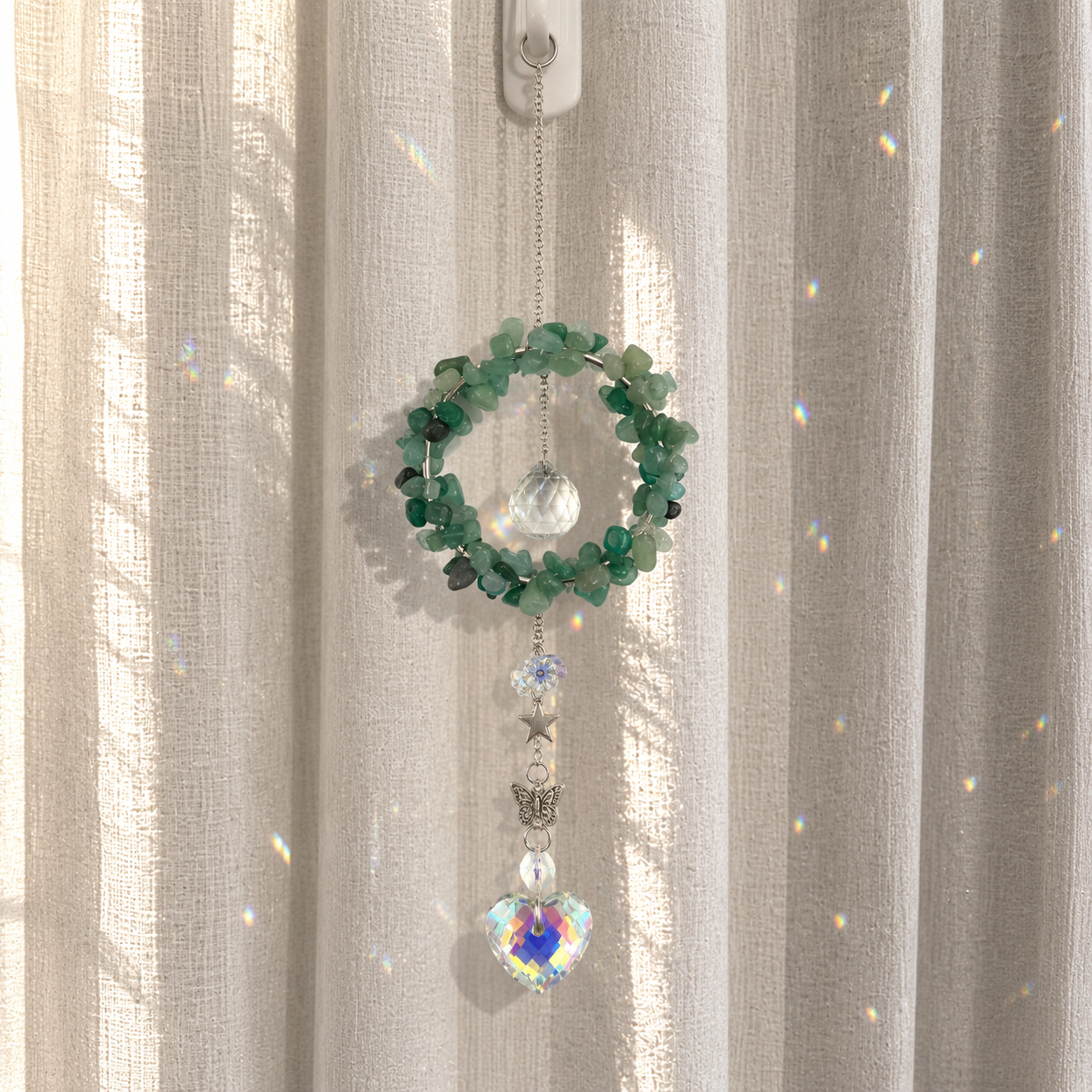 Green Agate Wreath Suncatcher