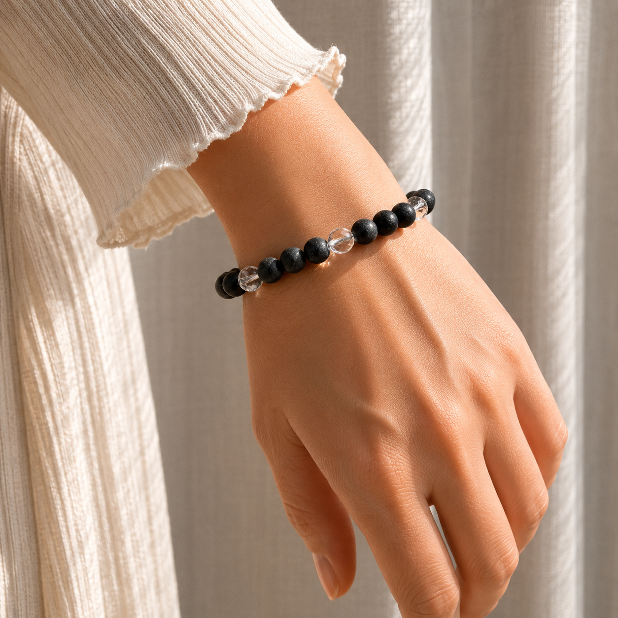 Shungite And Clear Quartz Bracelet