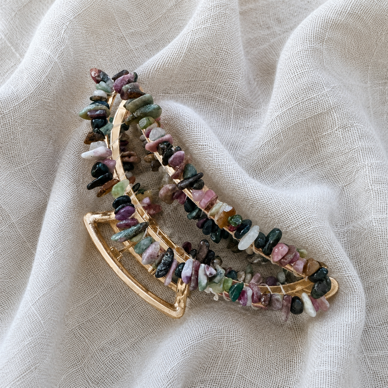 Rainbow Tourmaline Banana Hair Clip