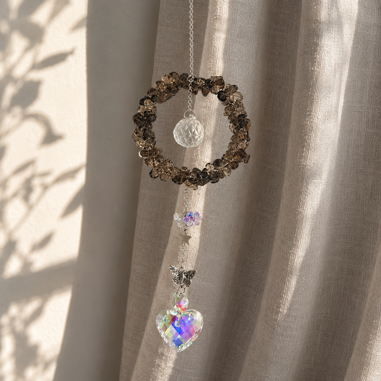 Smoky Quartz Wreath Suncatcher