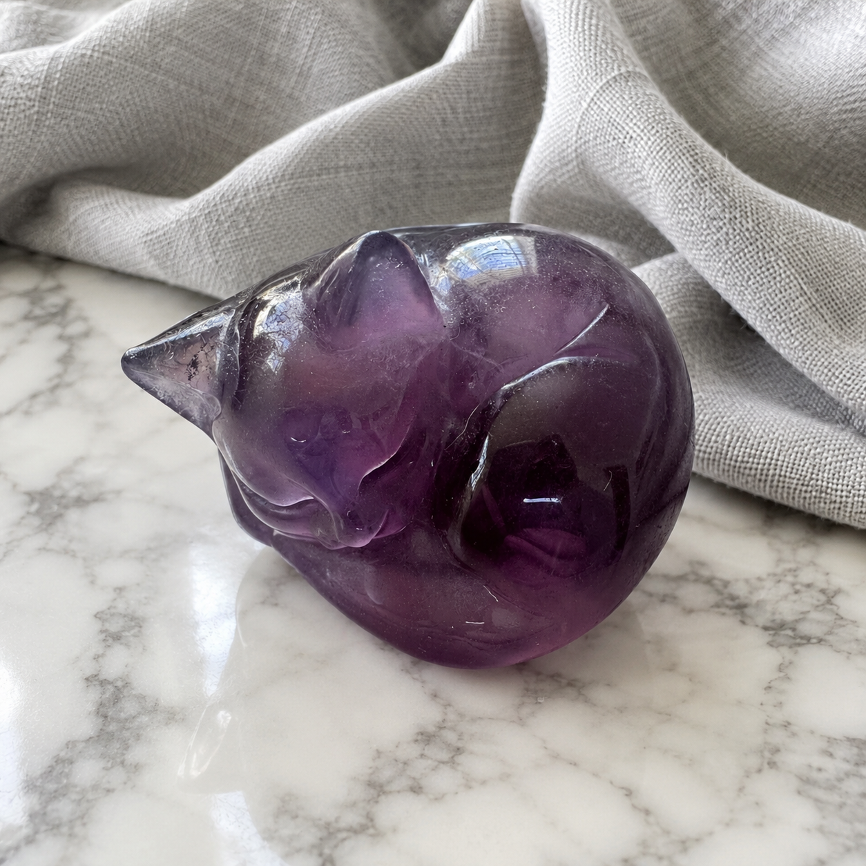 008: Purple Fluorite Sleeping Kitty