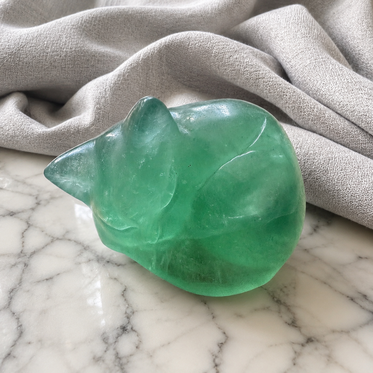 009: Green Fluorite Sleeping Kitty