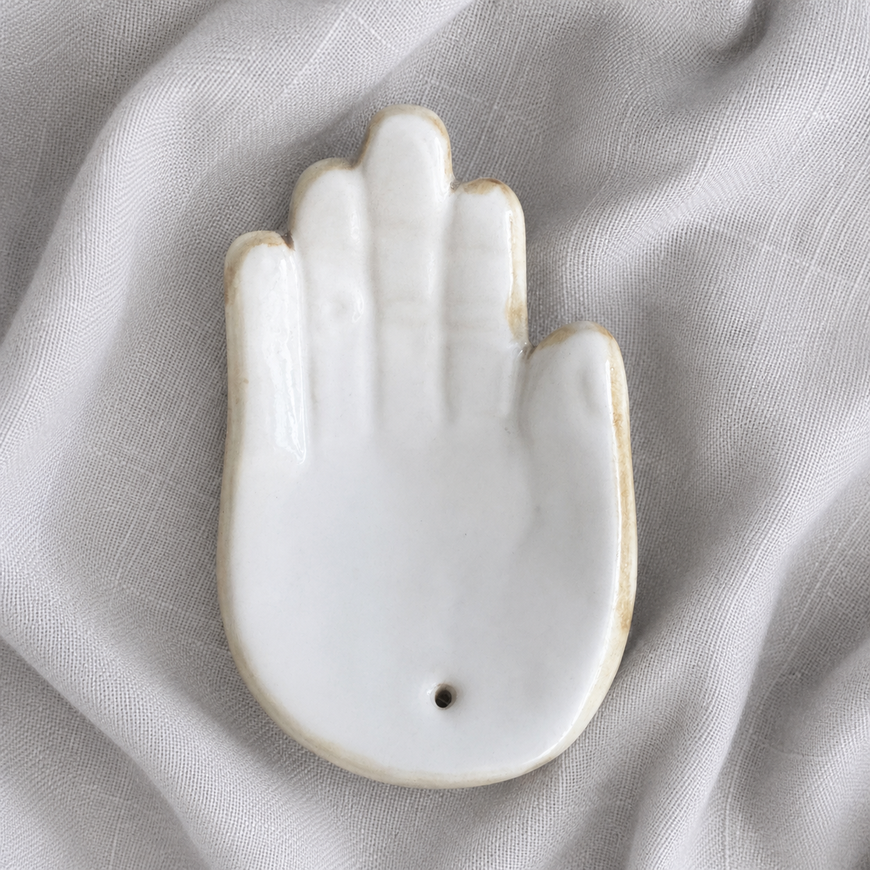 102: Ceramic Hamsa Hand Incense Holder