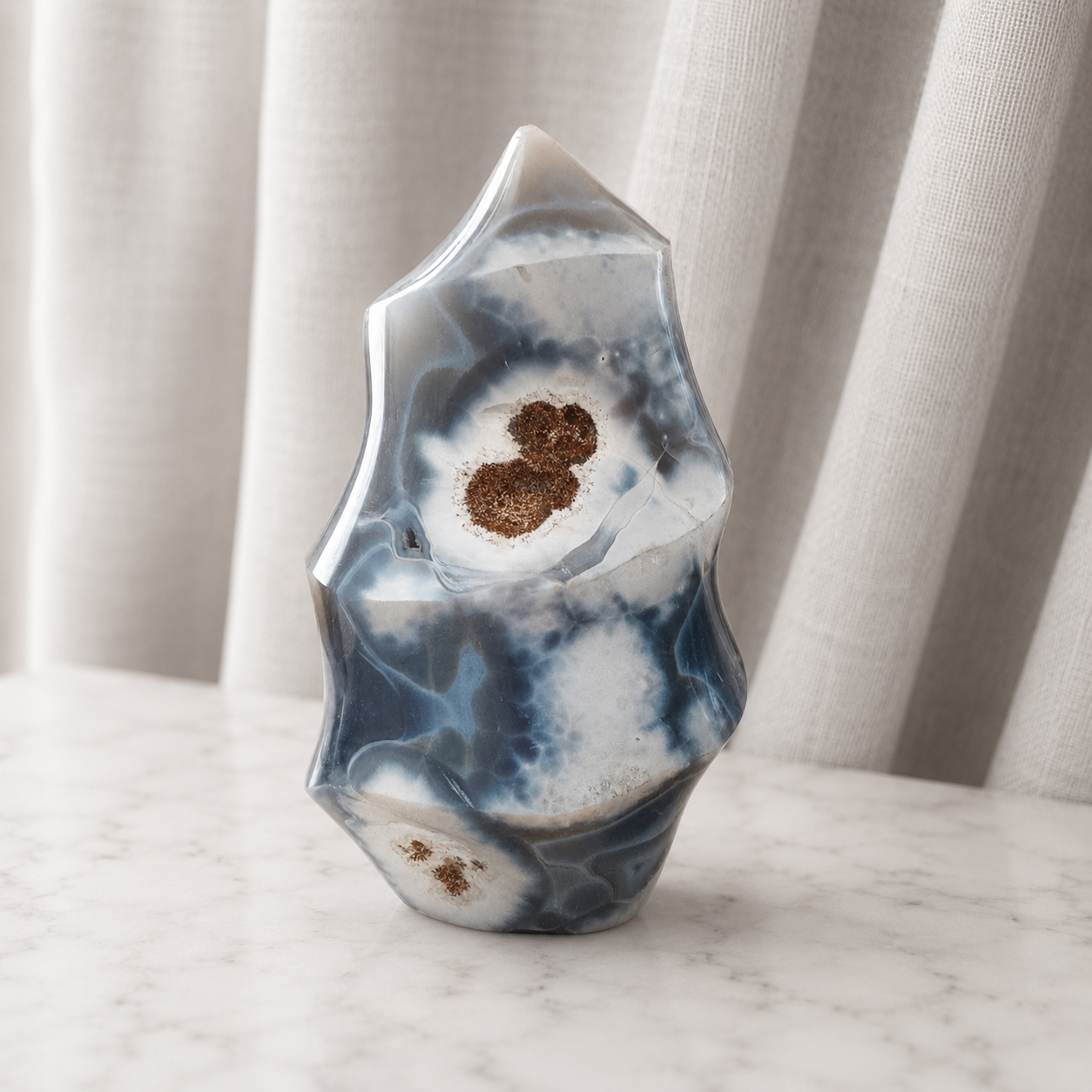 112 Blue Orca Agate Flame