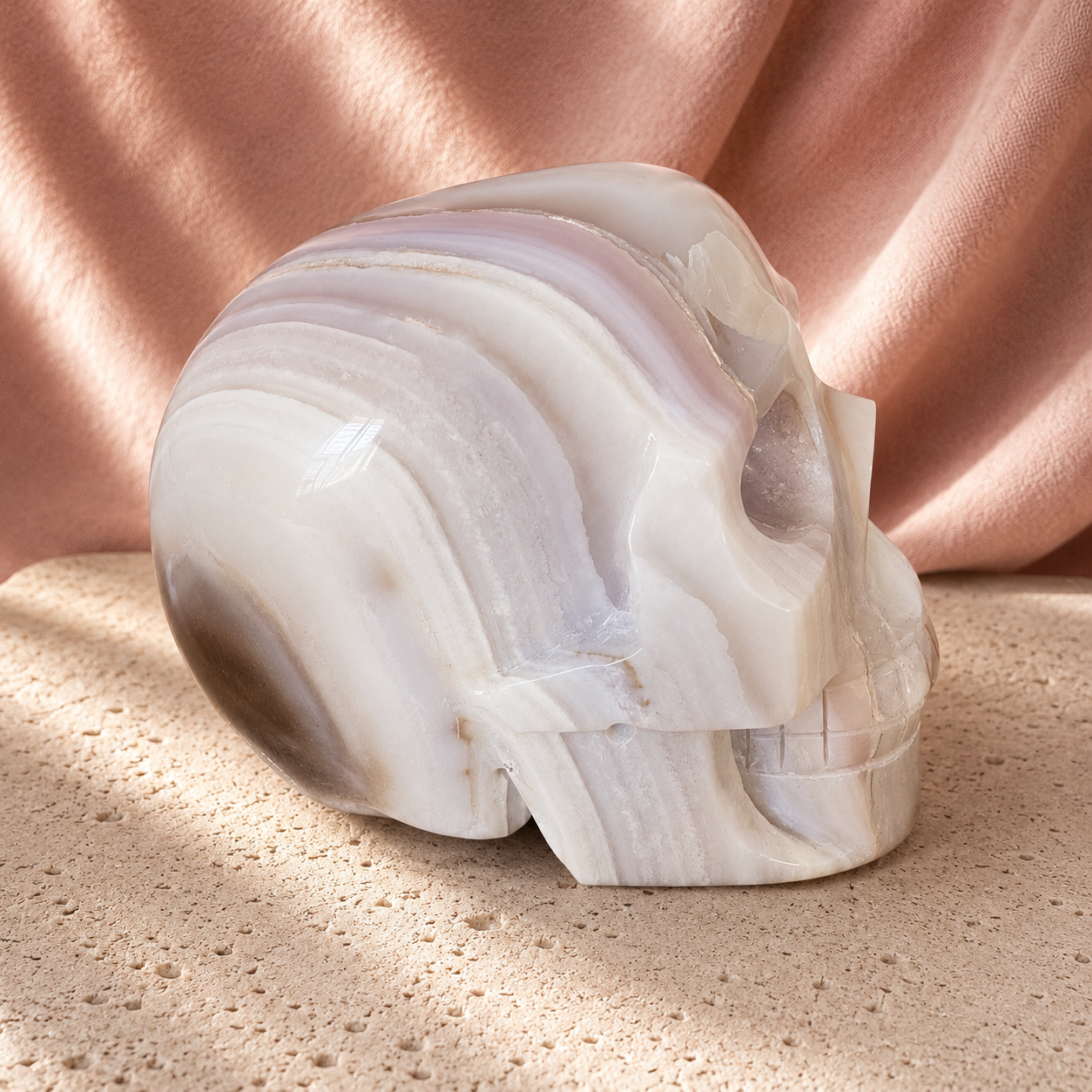 198: White Line Agate Skull