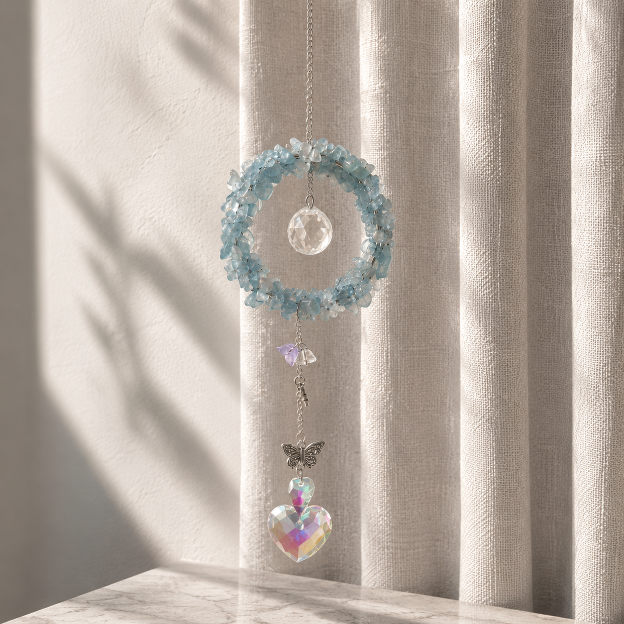 Aquamarine Wreath Suncatcher