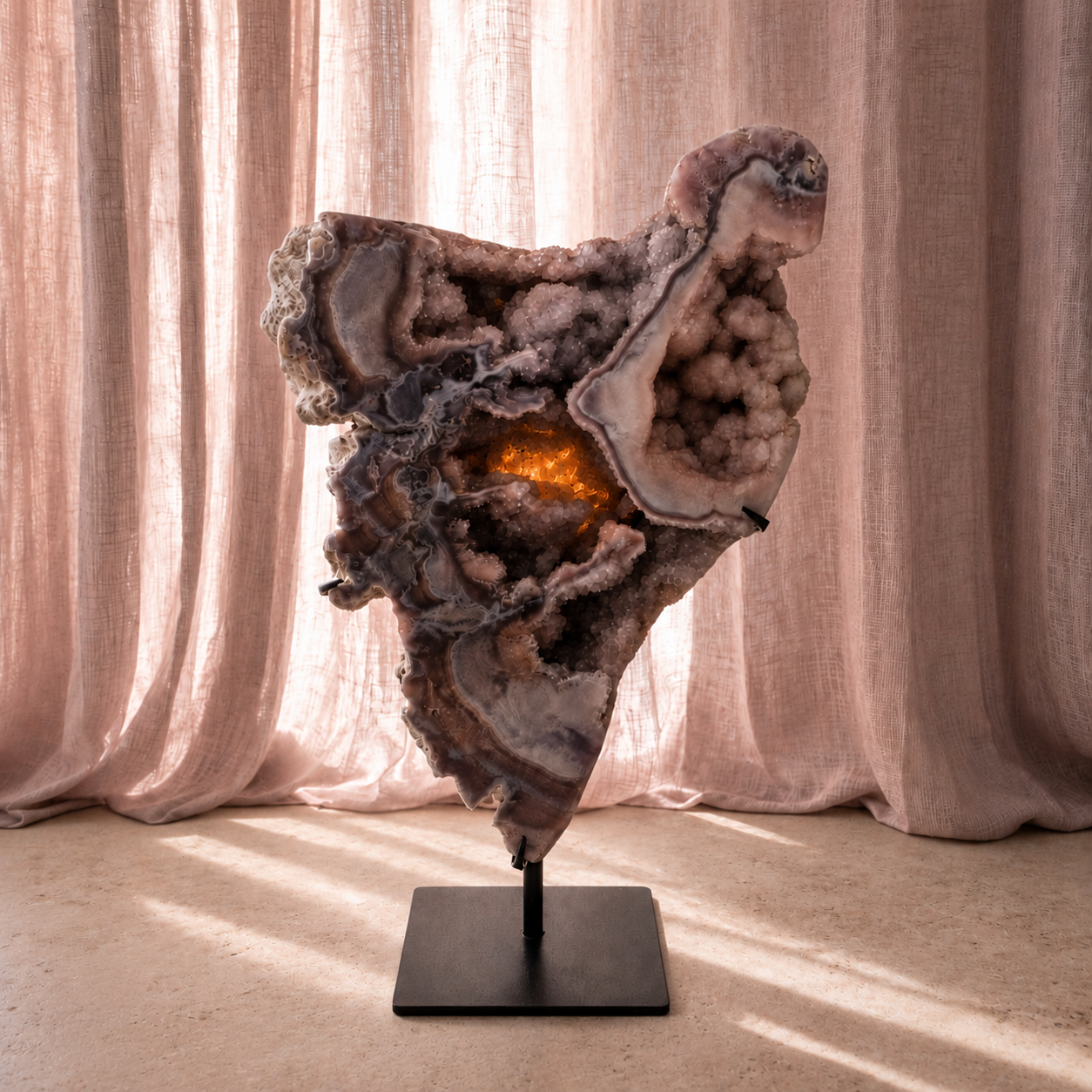 "Athena's Shield" Pink Amethyst Statement Slab