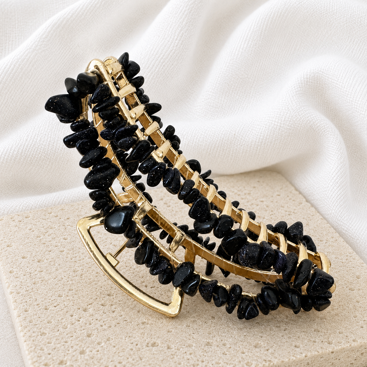 Blue Goldstone Banana Hair Clip