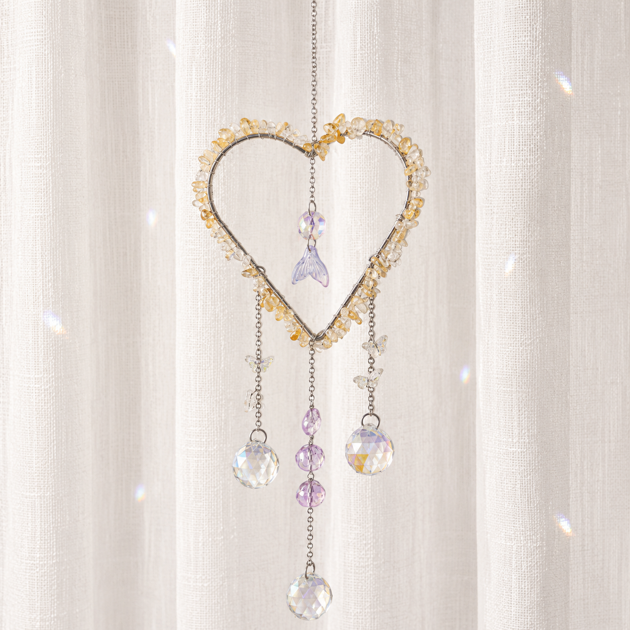 Citrine Heart Suncatcher