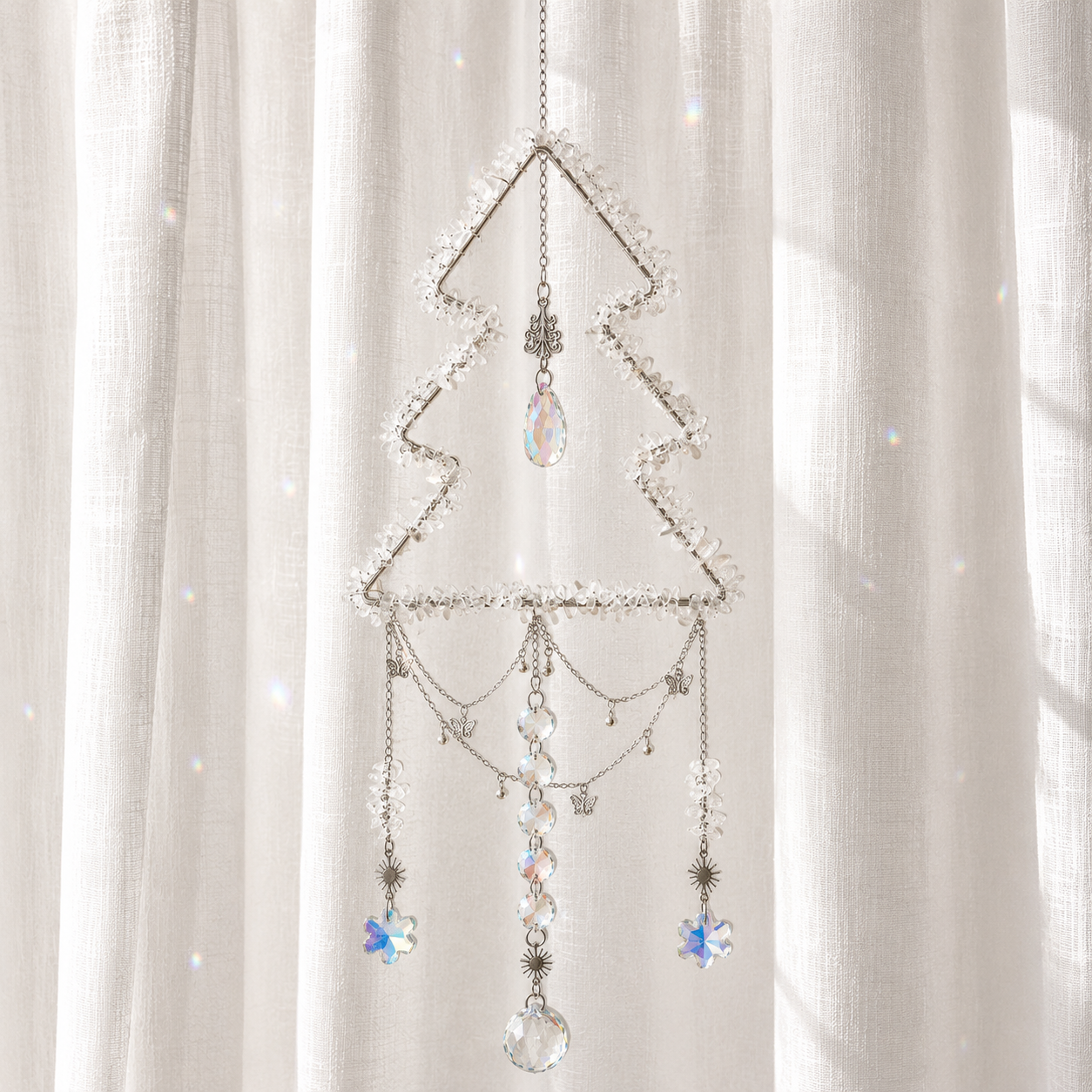 Clear Quartz Christmas Tree Suncatcher