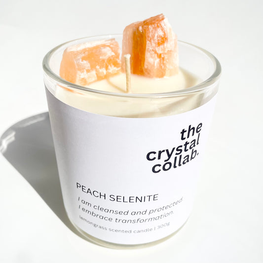 Peach Selenite Affirmation Candle