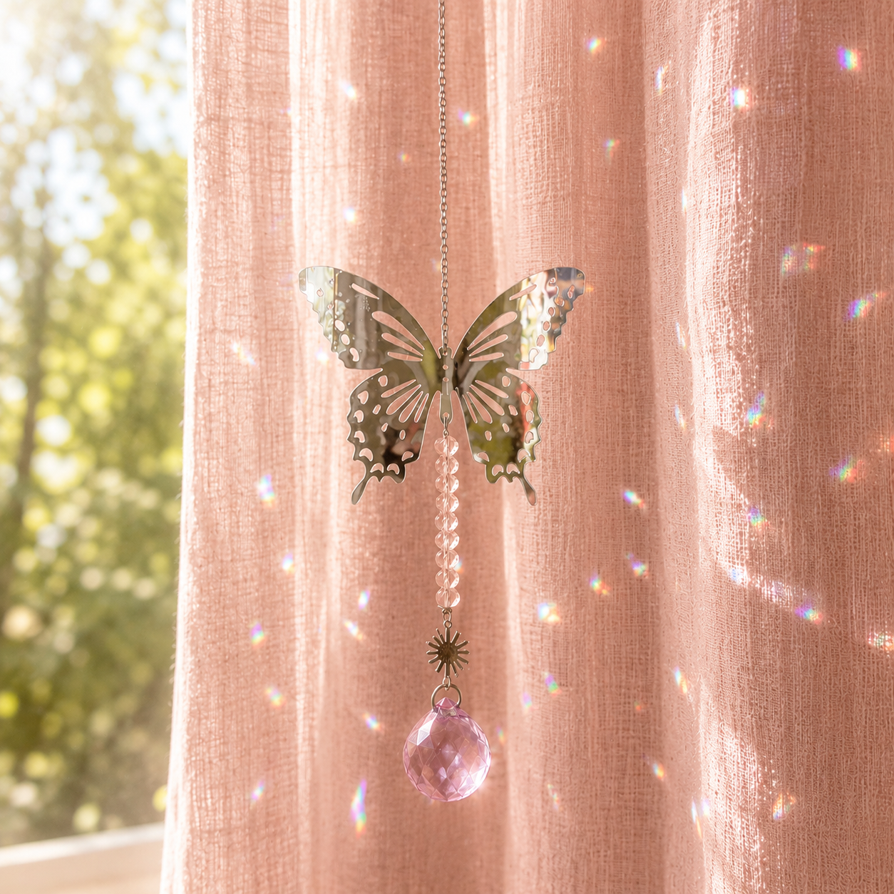 Pink Butterfly Suncatcher
