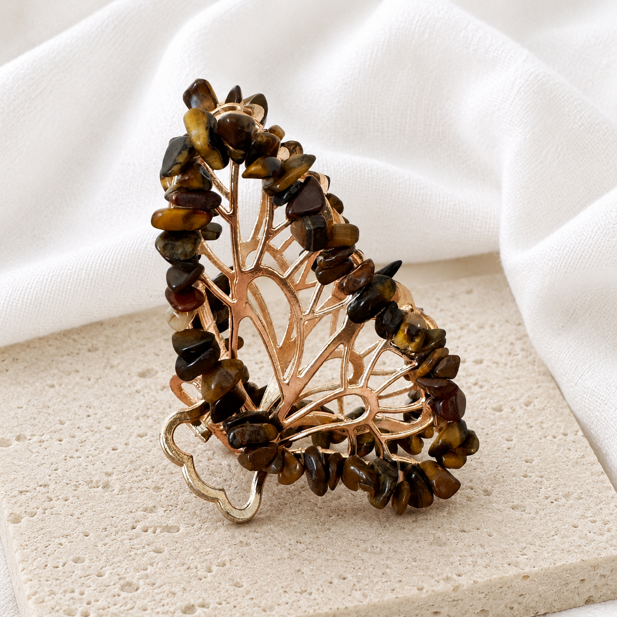 Tiger's Eye Butterfly Hair Clip