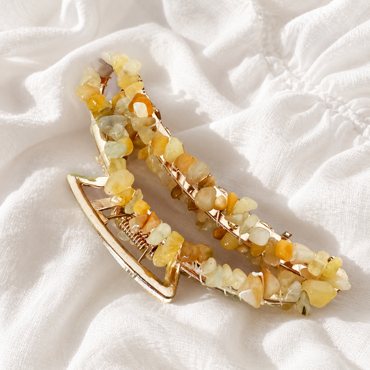 Yellow Agate Banana Hair Clip